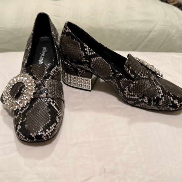 NEVER WORN. Jeffrey Campbell python print with rhinestone buckle and heel - Picture 2 of 4